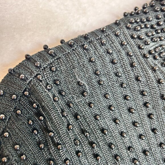 Belldini Top Women's Large‎ Black Embellished Jewel Neck Knit Sweater - Picture 11 of 12